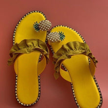 Load image into Gallery viewer, Pineapple Pearl Beach Slides Flat Toe Casual Womens Slippers