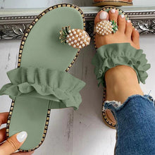 Load image into Gallery viewer, Pineapple Pearl Beach Slides Flat Toe Casual Womens Slippers