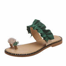 Load image into Gallery viewer, Pineapple Pearl Beach Slides Flat Toe Casual Womens Slippers