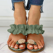Load image into Gallery viewer, Pineapple Pearl Beach Slides Flat Toe Casual Womens Slippers