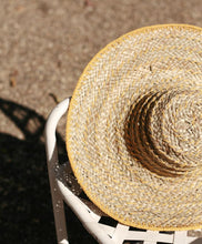 Load image into Gallery viewer, Yellow Balinese Pecatu Wide Round Straw Hat
