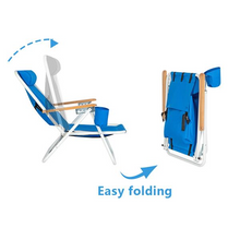 Load image into Gallery viewer, Portable High Strength Beach Chair with Adjustable Headrest
